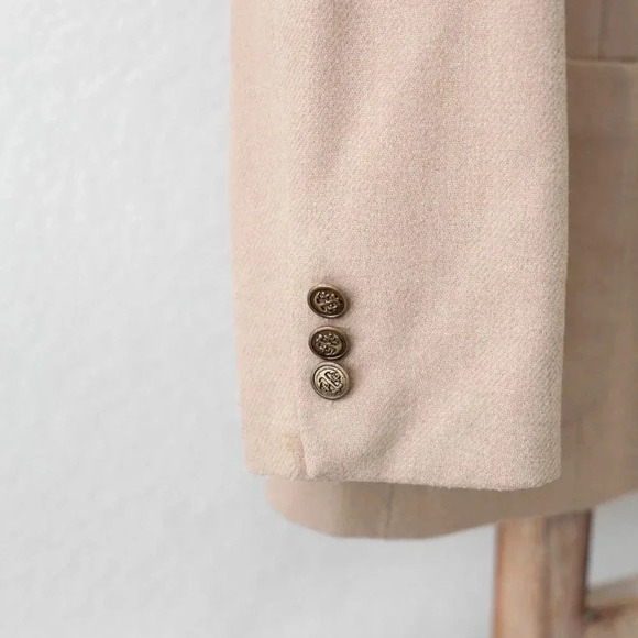 Vintage Sears Roebuck Blazer Sz 12 Wool Blend Camel Tan Brass Nautical Academia - Picture 5 of 10
